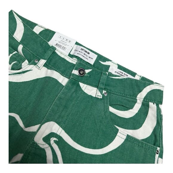 Cotton On RECYCLED Low Rise Straight Green Swift Designer Denim Jeans Womens 4 - Picture 5 of 6